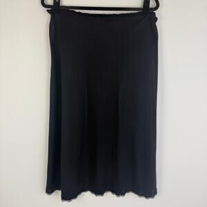 Vintage Shadow Line Womens Midi Nylon 90s Retro USA Made Black Slip Skirt Small